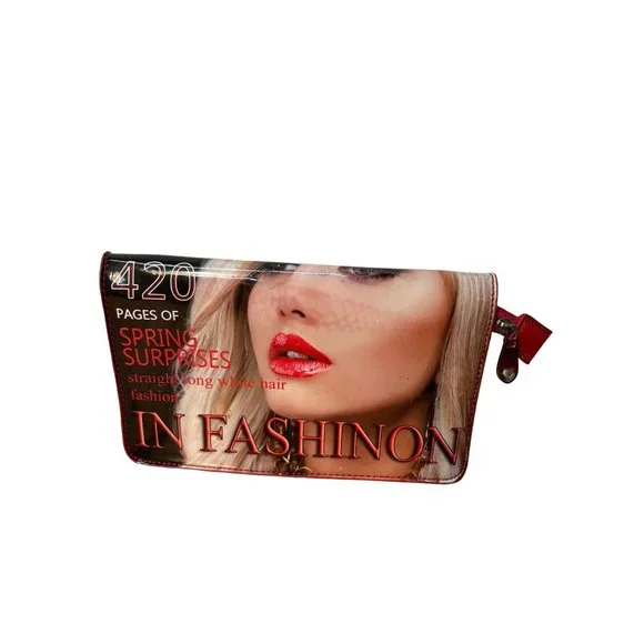 Magazine Cover Handbag Red Lipstick Bag Crossbody Novelty Purse - Picture 3 of 7